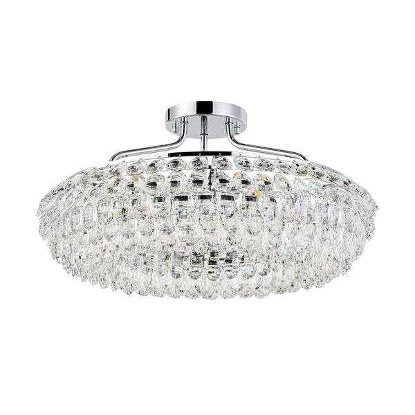 Coniston 6 Light Semi Flush Ring Ceiling Light in Polished Chrome & Clear Crystal