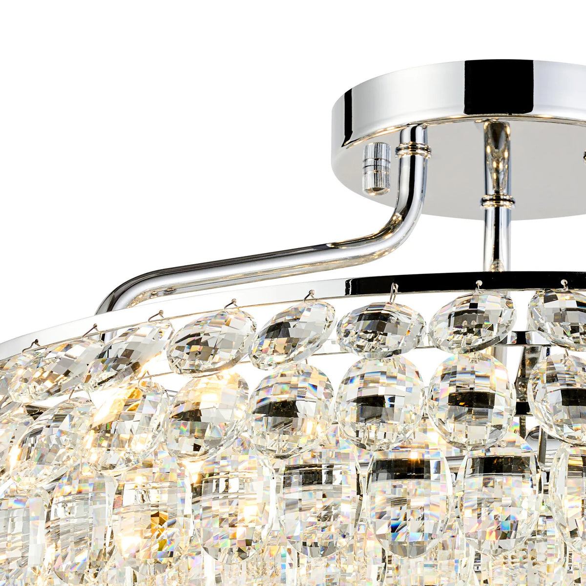 Coniston 6 Light Semi Flush Ring Ceiling Light in Polished Chrome & Clear Crystal
