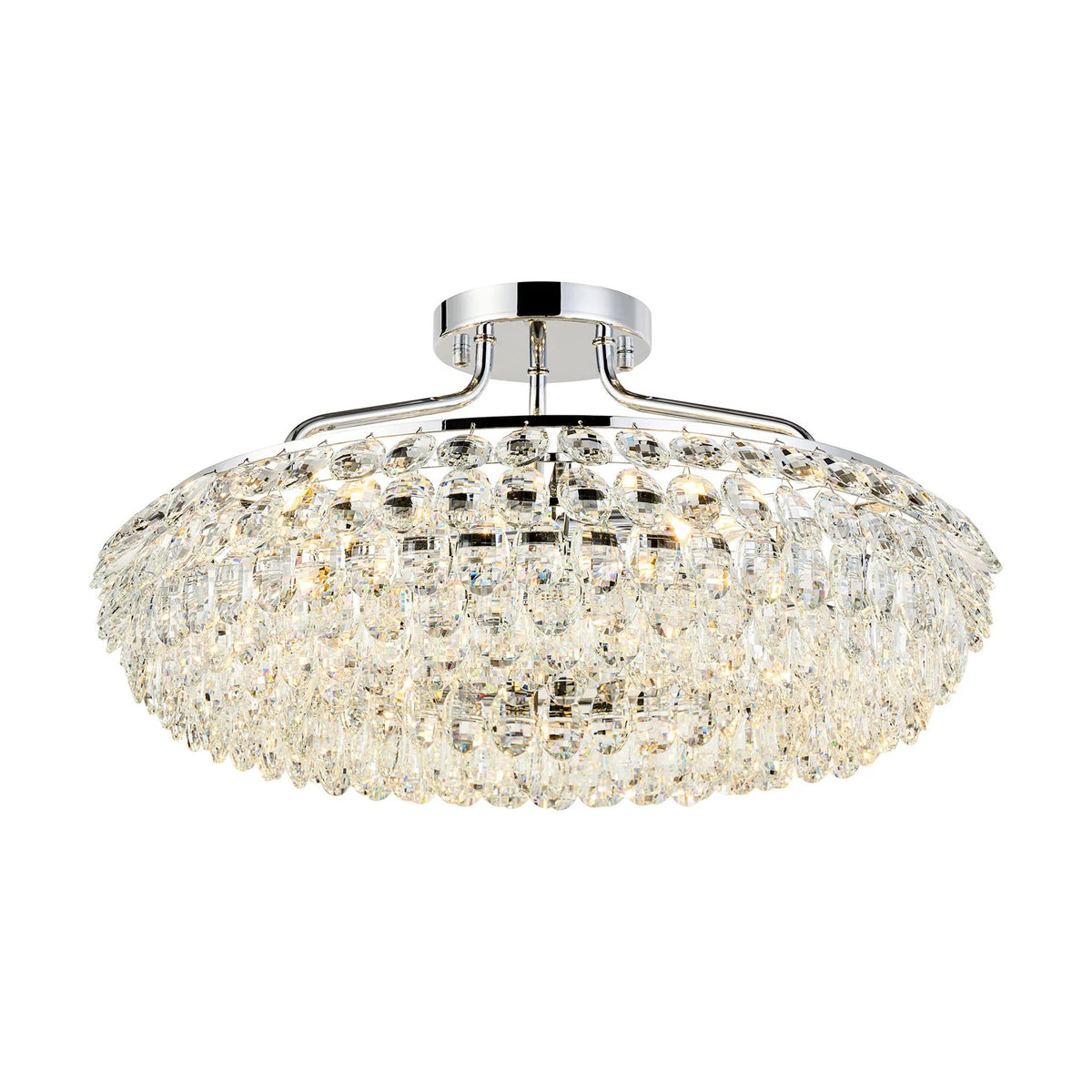 Coniston 6 Light Semi Flush Ring Ceiling Light in Polished Chrome & Clear Crystal