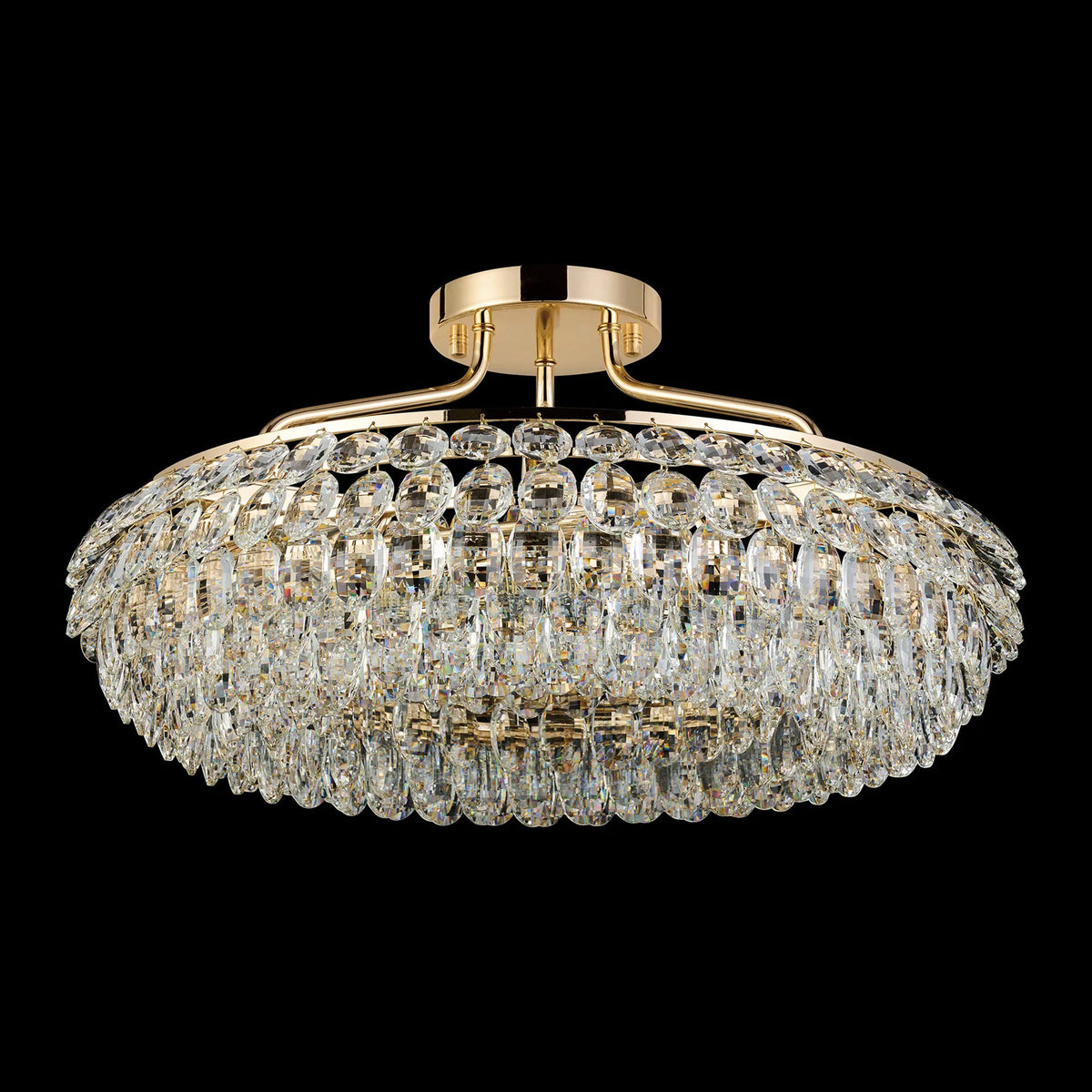 Coniston 6 Light Semi Flush Ring Ceiling Light in French Gold & Clear Crystal