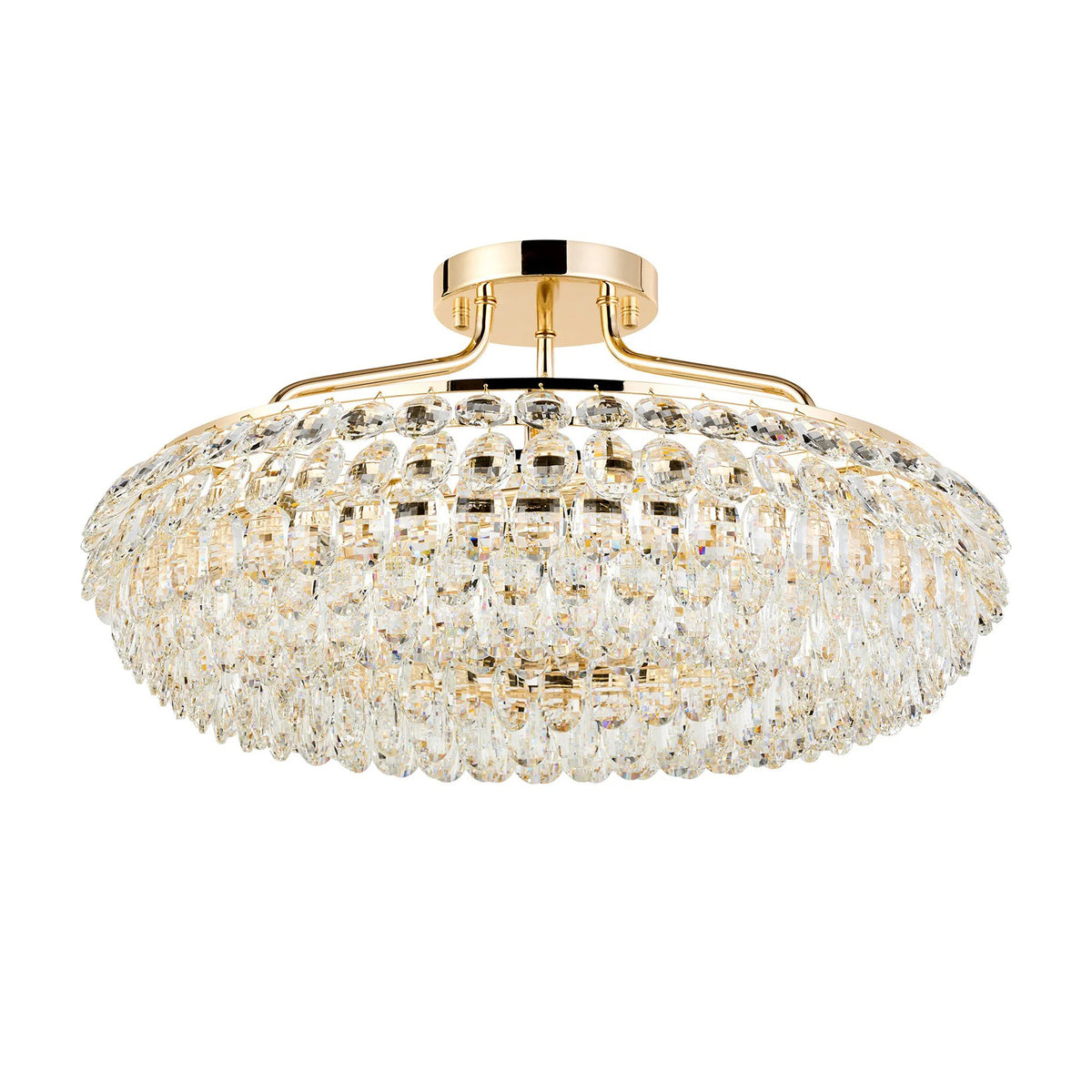 Coniston 6 Light Semi Flush Ring Ceiling Light in French Gold & Clear Crystal