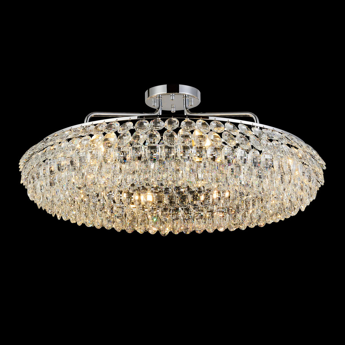 Coniston 8 Light Semi Flush Ring Ceiling Light in Polished Chrome & Clear Crystal