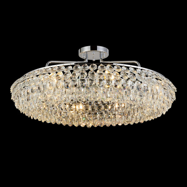 Coniston 8 Light Semi Flush Ring Ceiling Light in Polished Chrome & Clear Crystal