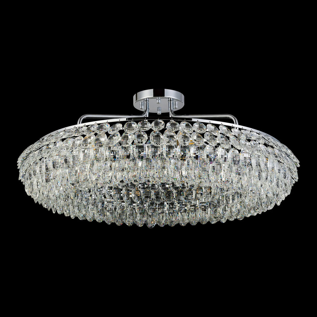 Coniston 8 Light Semi Flush Ring Ceiling Light in Polished Chrome & Clear Crystal