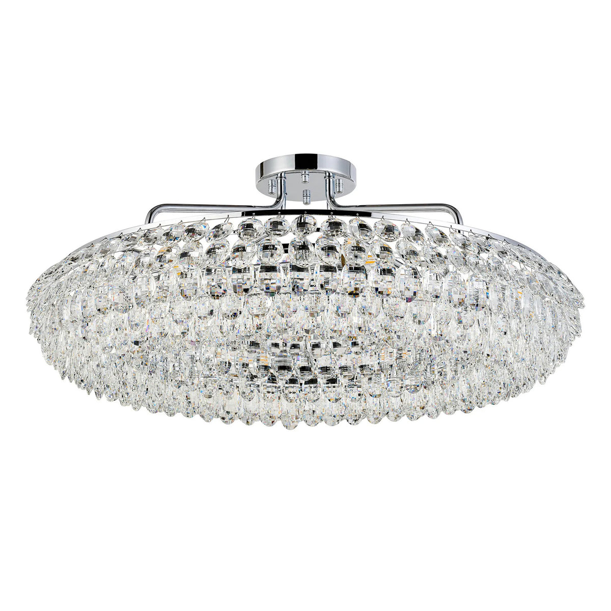 Coniston 8 Light Semi Flush Ring Ceiling Light in Polished Chrome & Clear Crystal
