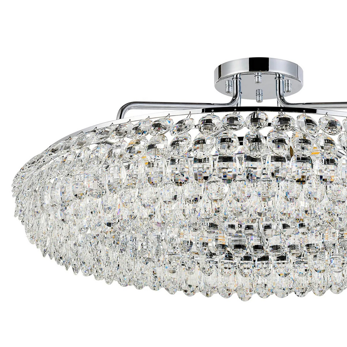 Coniston 8 Light Semi Flush Ring Ceiling Light in Polished Chrome & Clear Crystal