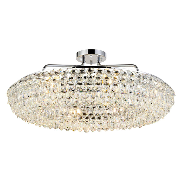 Coniston 8 Light Semi Flush Ring Ceiling Light in Polished Chrome & Clear Crystal
