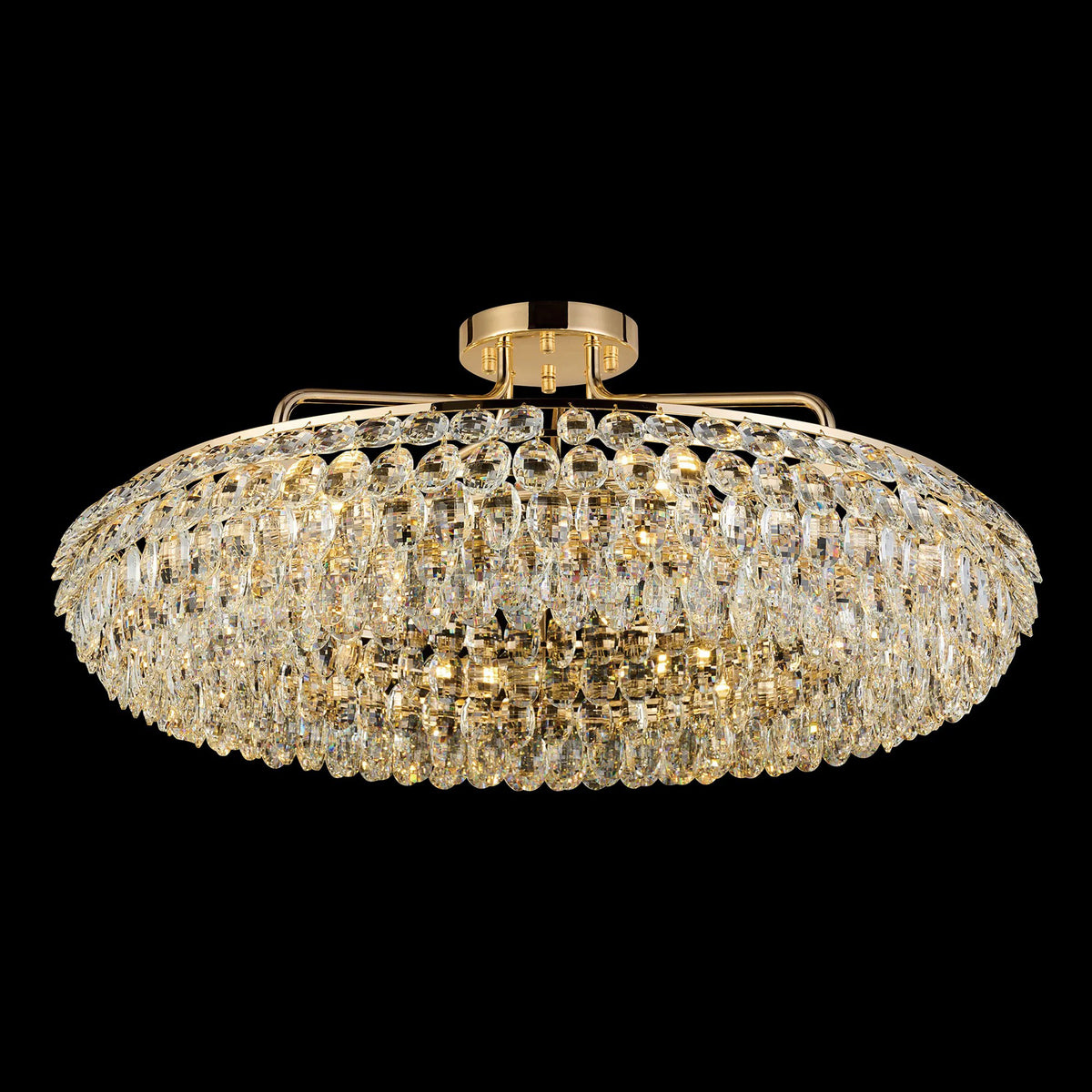 Coniston 8 Light Semi Flush Ring Ceiling Light in French Gold & Clear Crystal