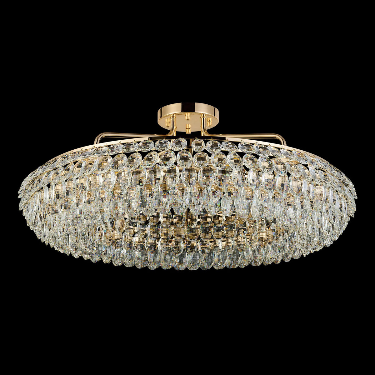 Coniston 8 Light Semi Flush Ring Ceiling Light in French Gold & Clear Crystal