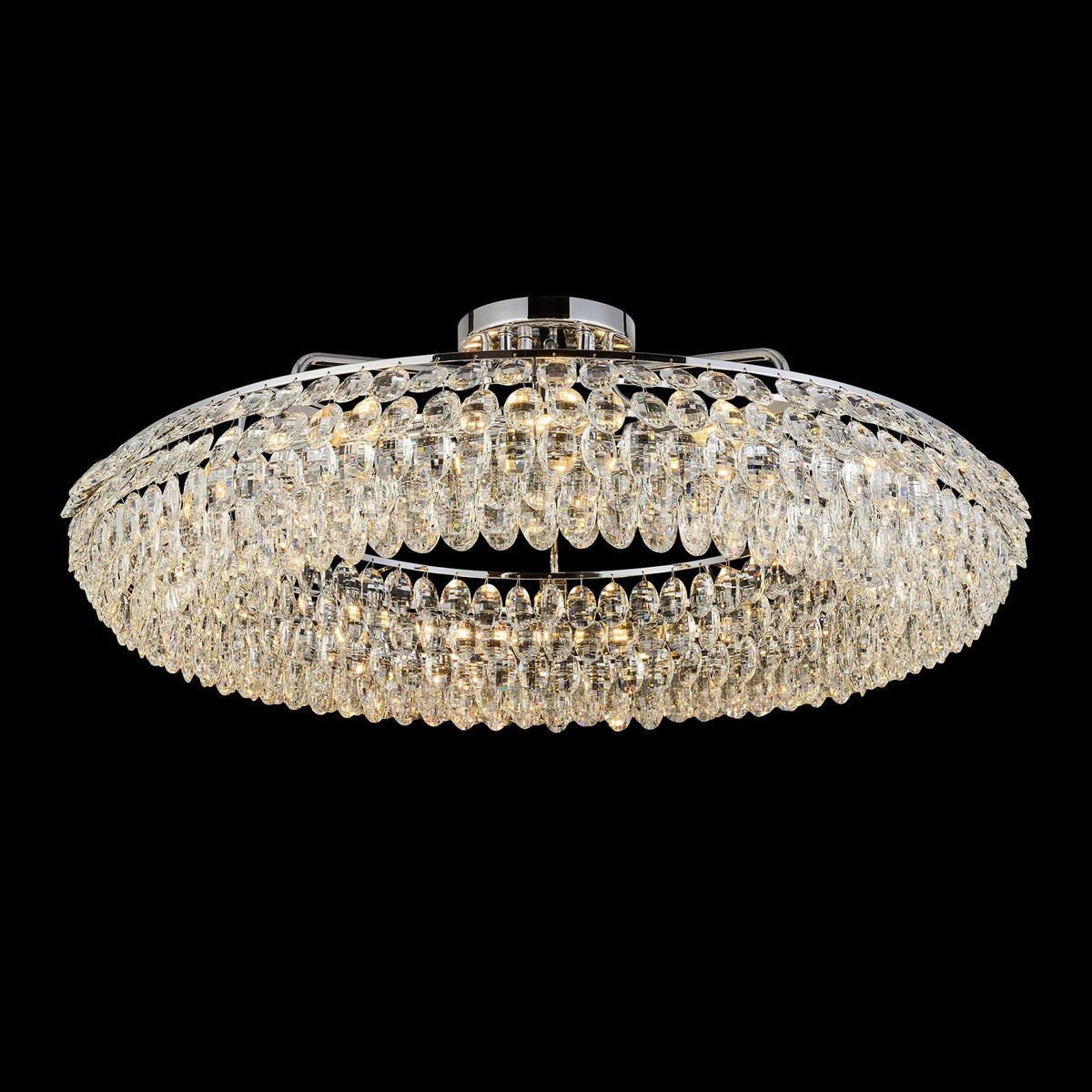Coniston 15 Light Semi Flush Ring Ceiling Light in Polished Chrome & Clear Crystal
