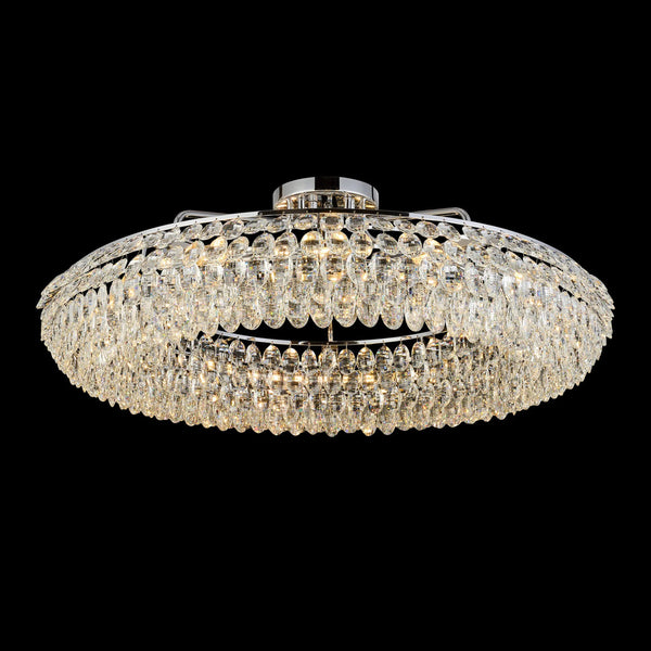 Coniston 15 Light Semi Flush Ring Ceiling Light in Polished Chrome & Clear Crystal