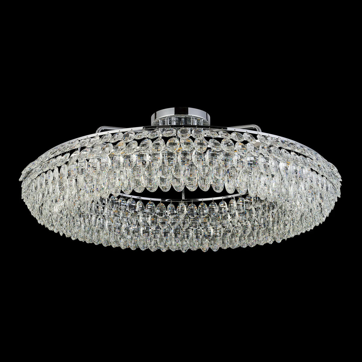 Coniston 15 Light Semi Flush Ring Ceiling Light in Polished Chrome & Clear Crystal