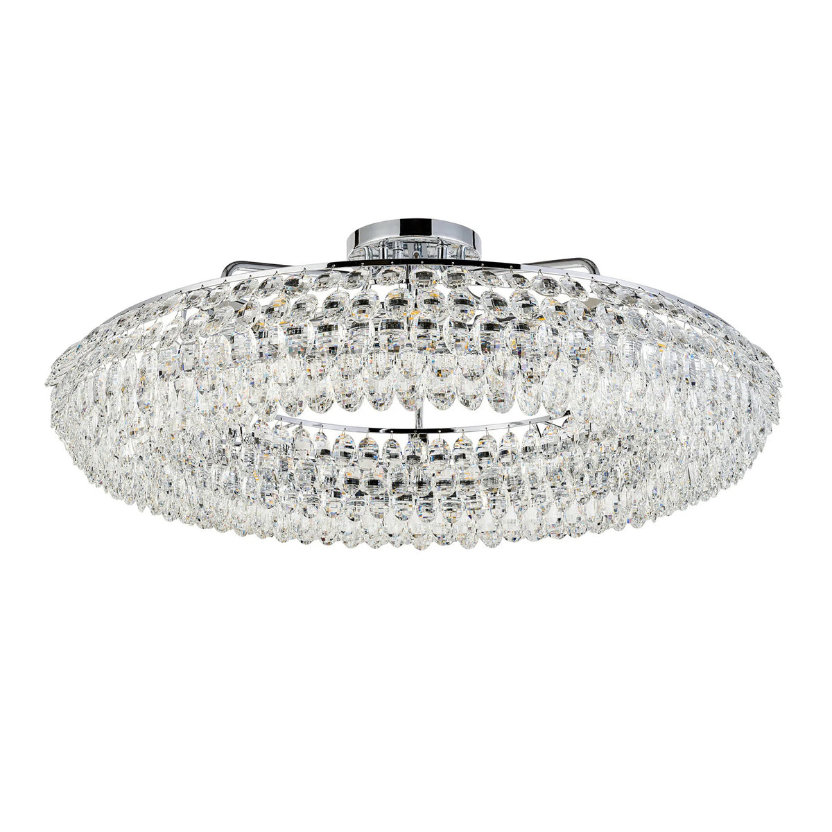 Coniston 15 Light Semi Flush Ring Ceiling Light in Polished Chrome & Clear Crystal