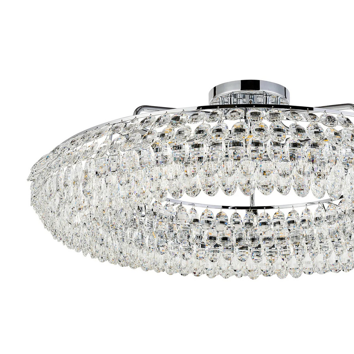 Coniston 15 Light Semi Flush Ring Ceiling Light in Polished Chrome & Clear Crystal