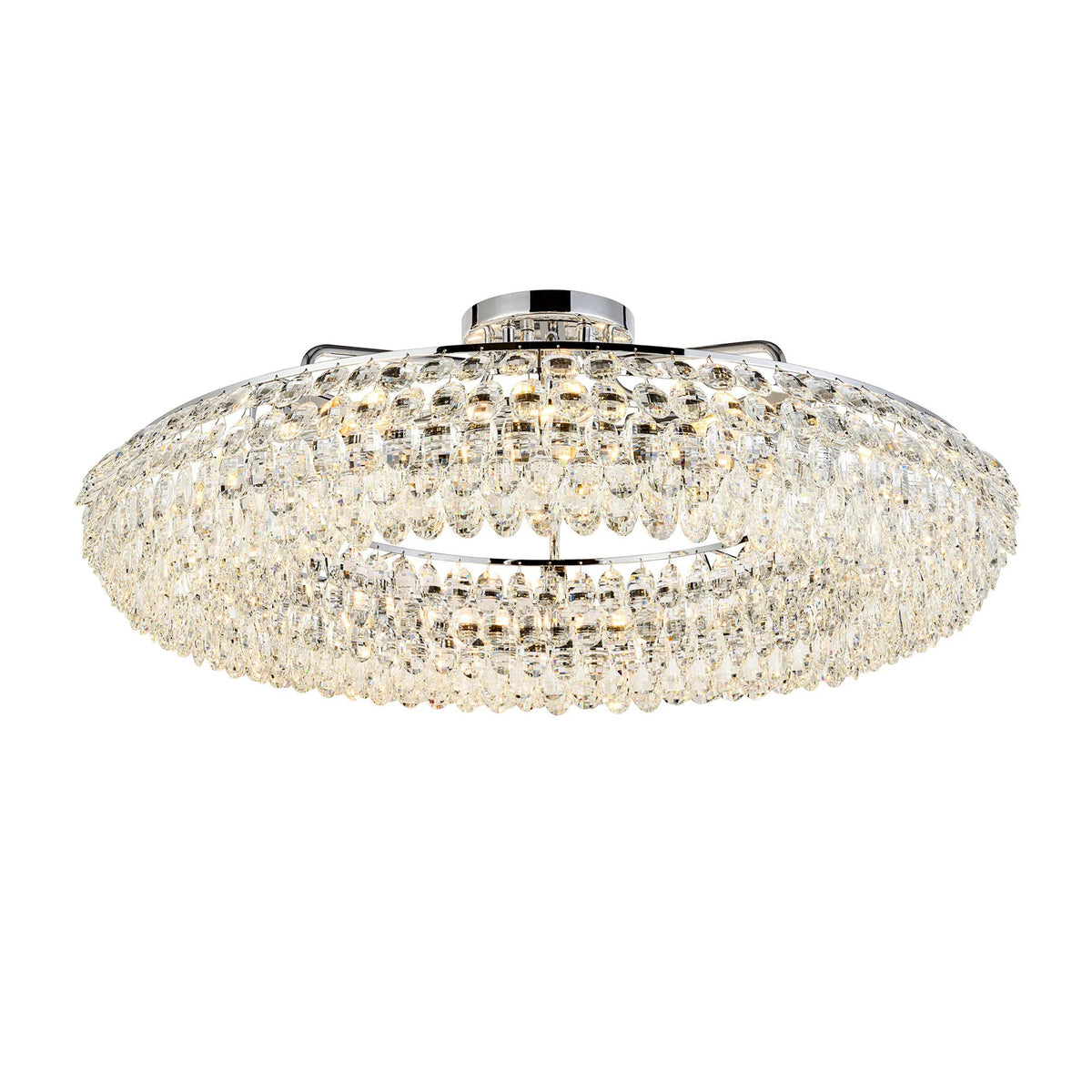 Coniston 15 Light Semi Flush Ring Ceiling Light in Polished Chrome & Clear Crystal