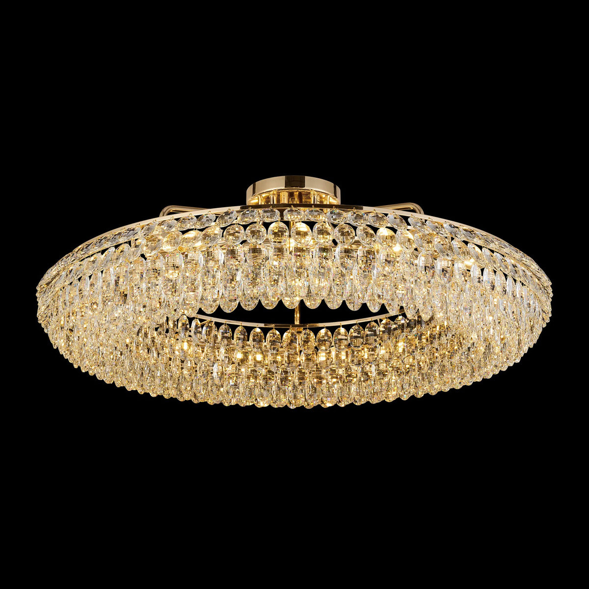 Coniston 15 Light Semi Flush Ring Ceiling Light in French Gold & Clear Crystal