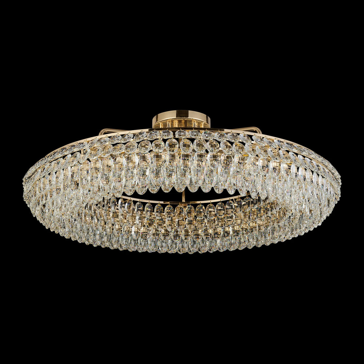 Coniston 15 Light Semi Flush Ring Ceiling Light in French Gold & Clear Crystal