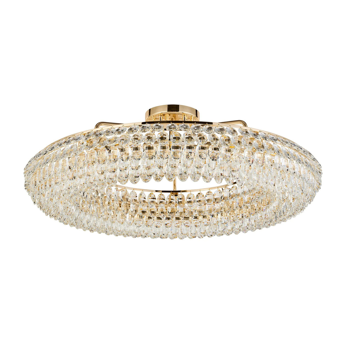 Coniston 15 Light Semi Flush Ring Ceiling Light in French Gold & Clear Crystal