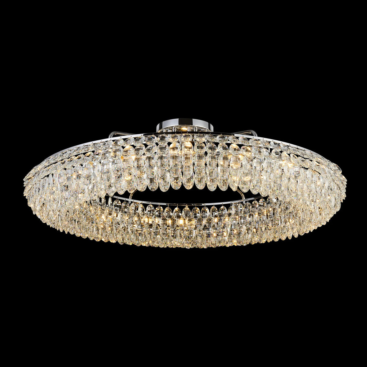 Coniston 18 Light Semi Flush Ring Ceiling Light in Polished Chrome & Clear Crystal