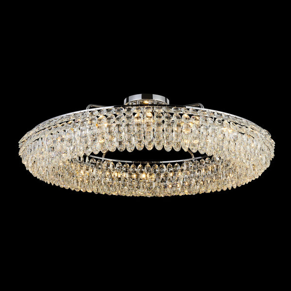 Coniston 18 Light Semi Flush Ring Ceiling Light in Polished Chrome & Clear Crystal