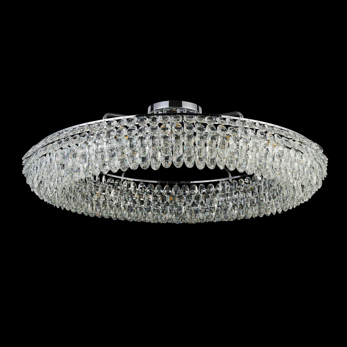 Coniston 18 Light Semi Flush Ring Ceiling Light in Polished Chrome & Clear Crystal