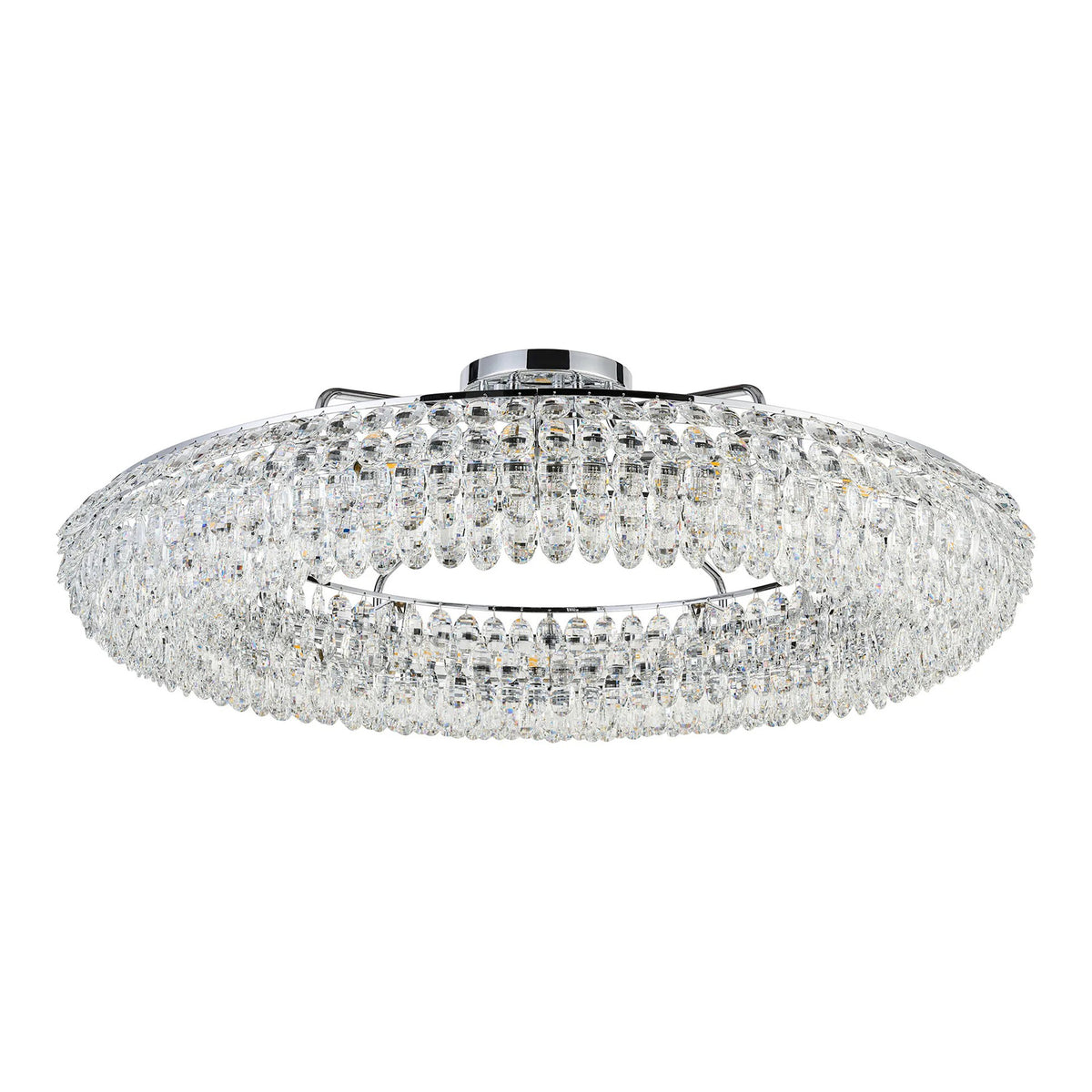 Coniston 18 Light Semi Flush Ring Ceiling Light in Polished Chrome & Clear Crystal