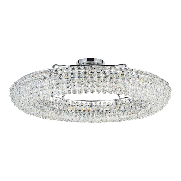 Coniston 18 Light Semi Flush Ring Ceiling Light in Polished Chrome & Clear Crystal