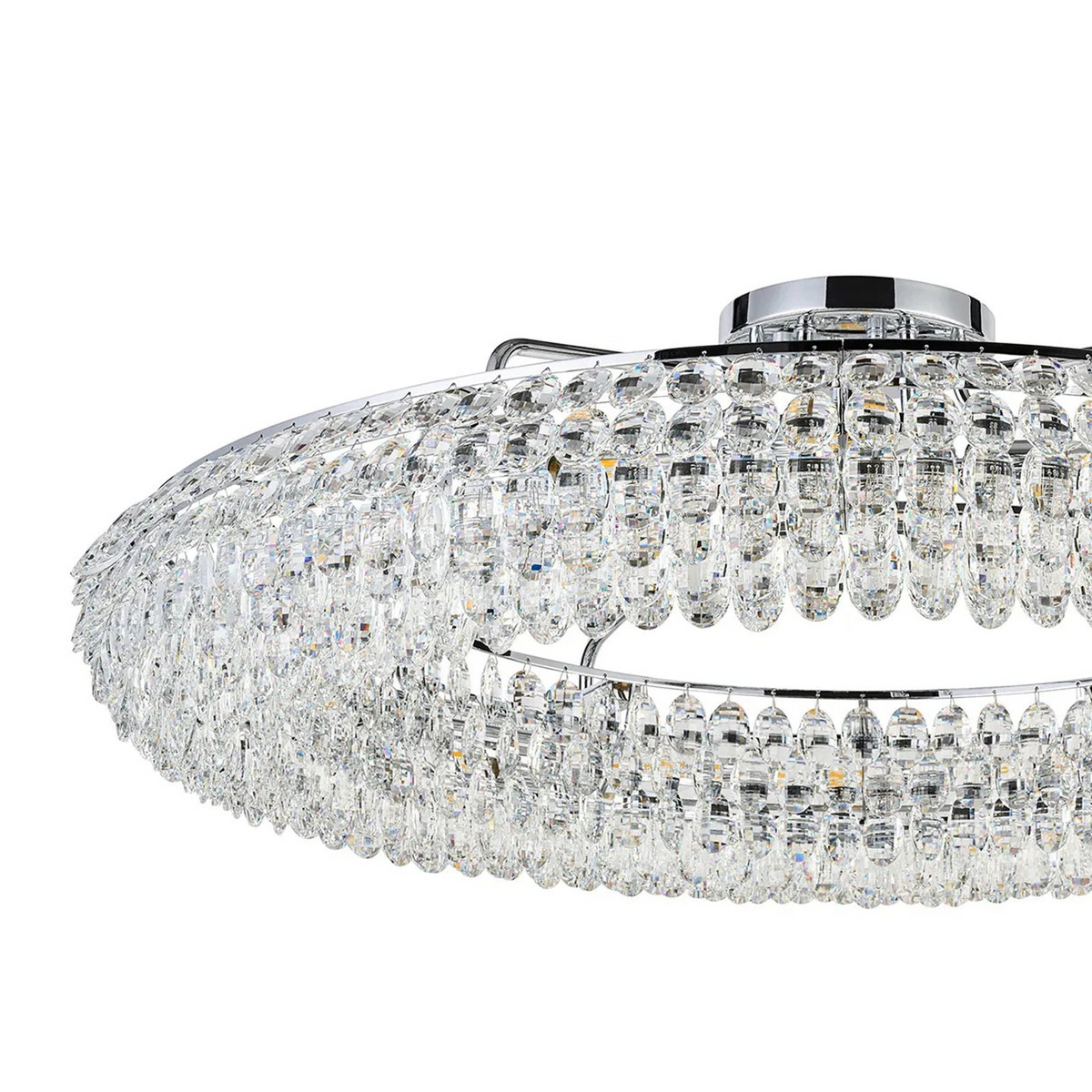 Coniston 18 Light Semi Flush Ring Ceiling Light in Polished Chrome & Clear Crystal