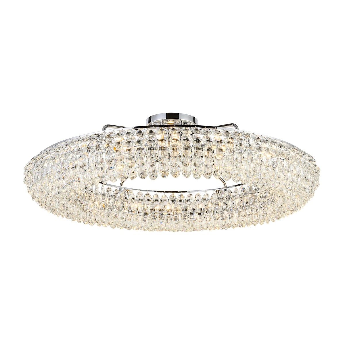 Coniston 18 Light Semi Flush Ring Ceiling Light in Polished Chrome & Clear Crystal