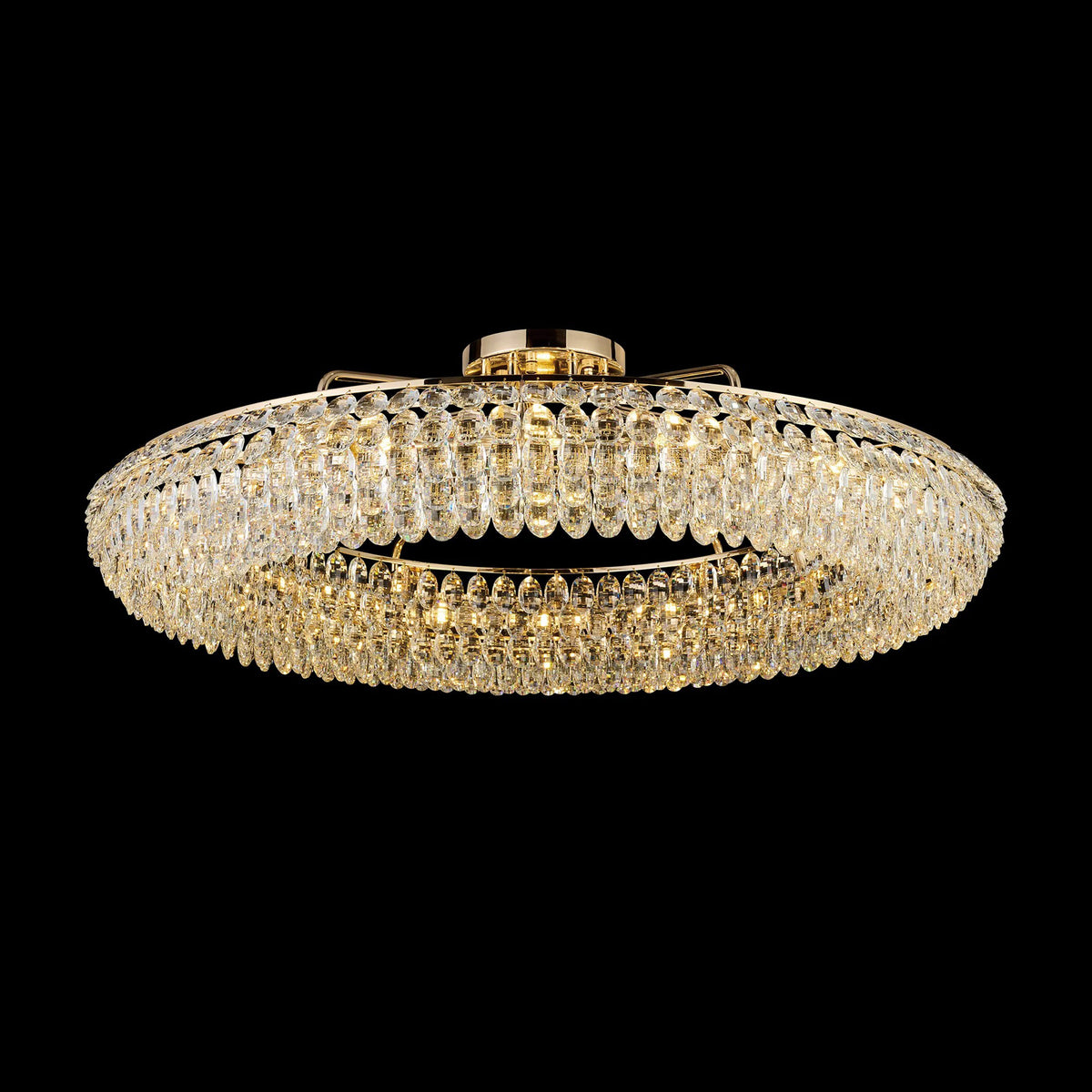 Coniston 18 Light Semi Flush Ring Ceiling Light in French Gold & Clear Crystal