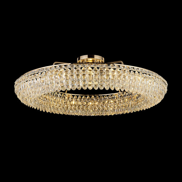 Coniston 18 Light Semi Flush Ring Ceiling Light in French Gold & Clear Crystal