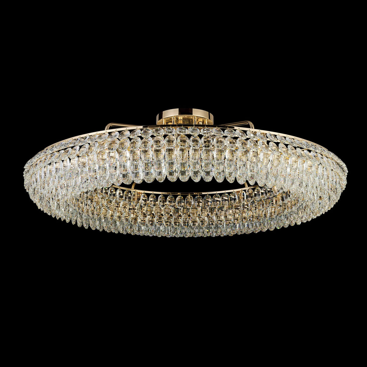 Coniston 18 Light Semi Flush Ring Ceiling Light in French Gold & Clear Crystal