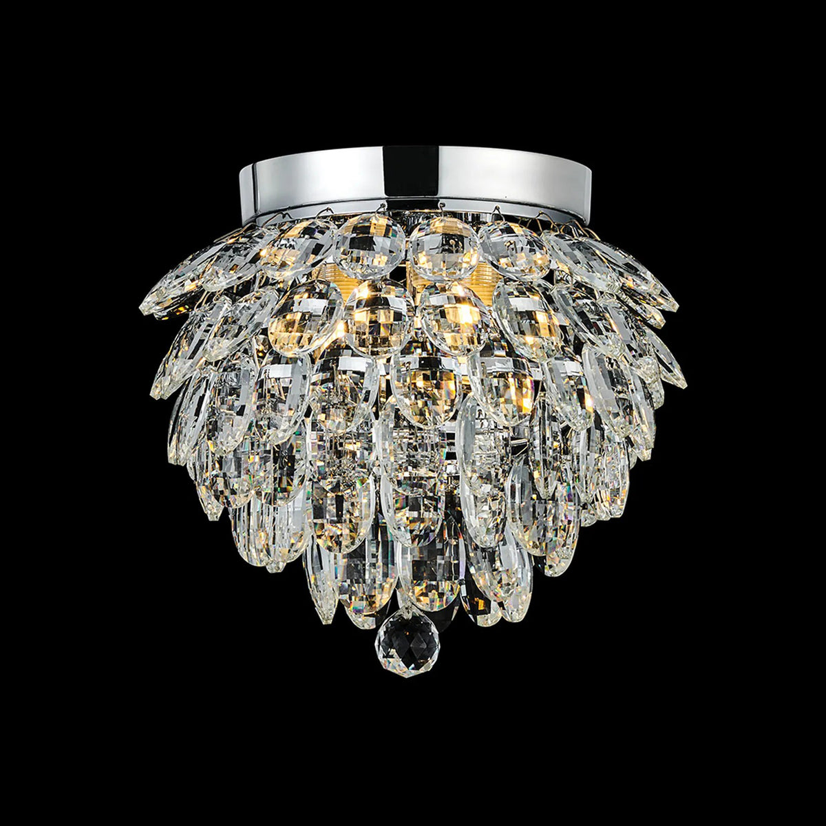 Coniston 3 Light Semi Flush IP44 Bathroom Ceiling Light in Polished Chrome & Clear Crystal