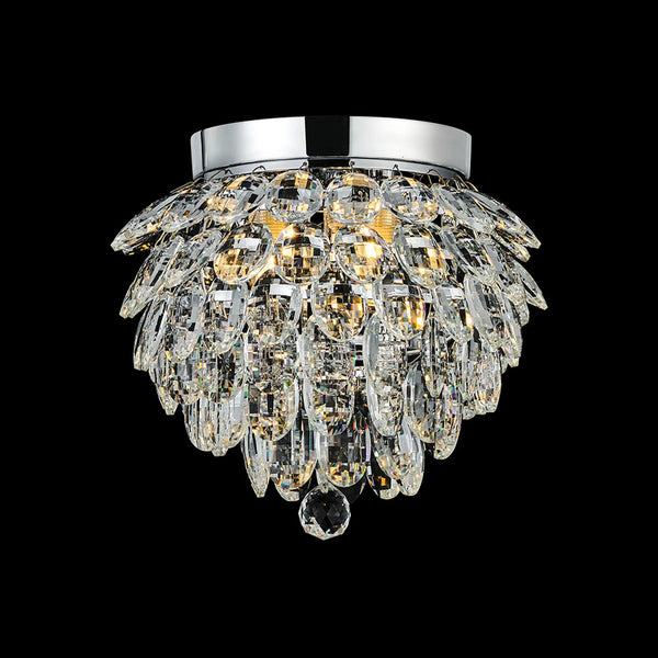Coniston 3 Light Semi Flush IP44 Bathroom Ceiling Light in Polished Chrome & Clear Crystal