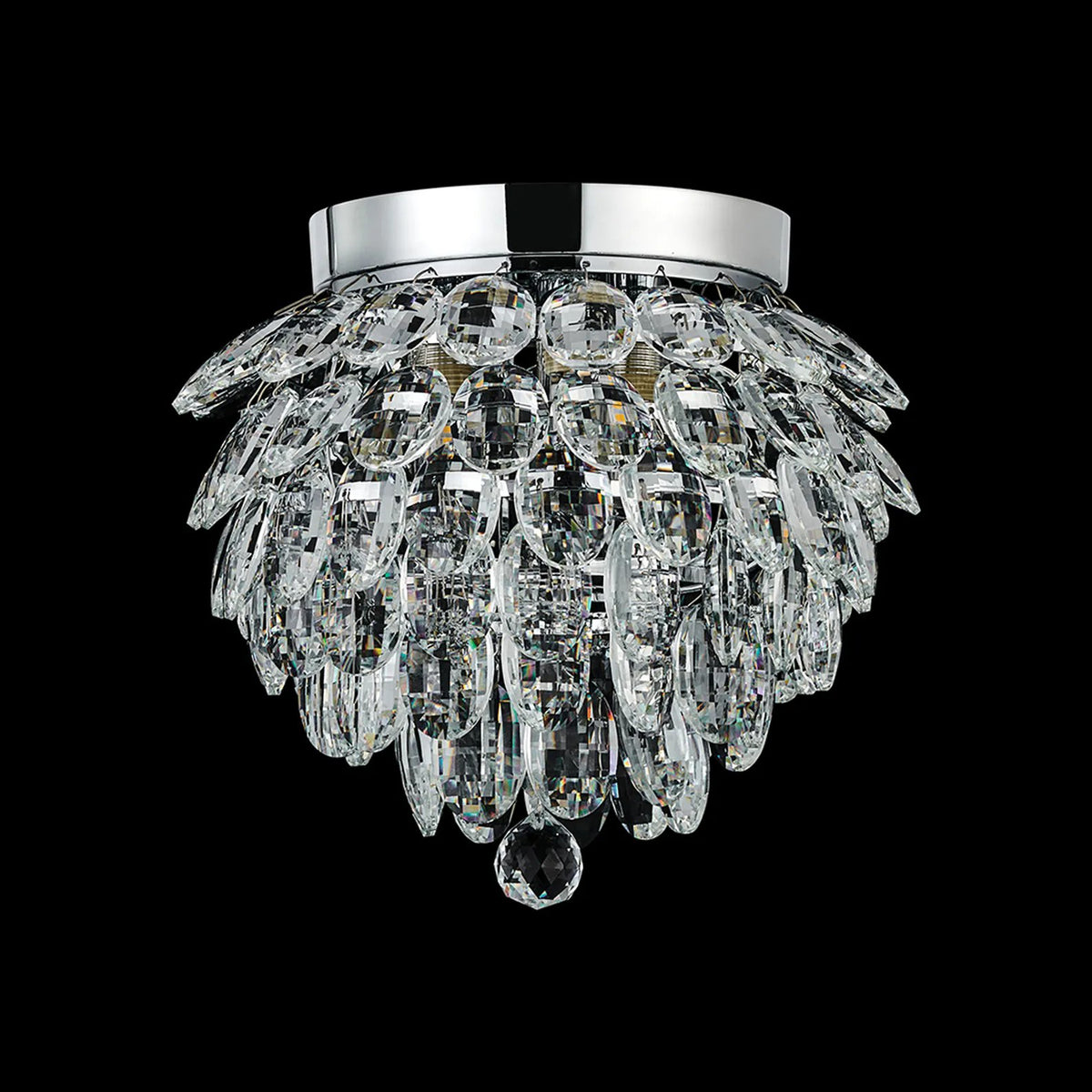 Coniston 3 Light Semi Flush IP44 Bathroom Ceiling Light in Polished Chrome & Clear Crystal