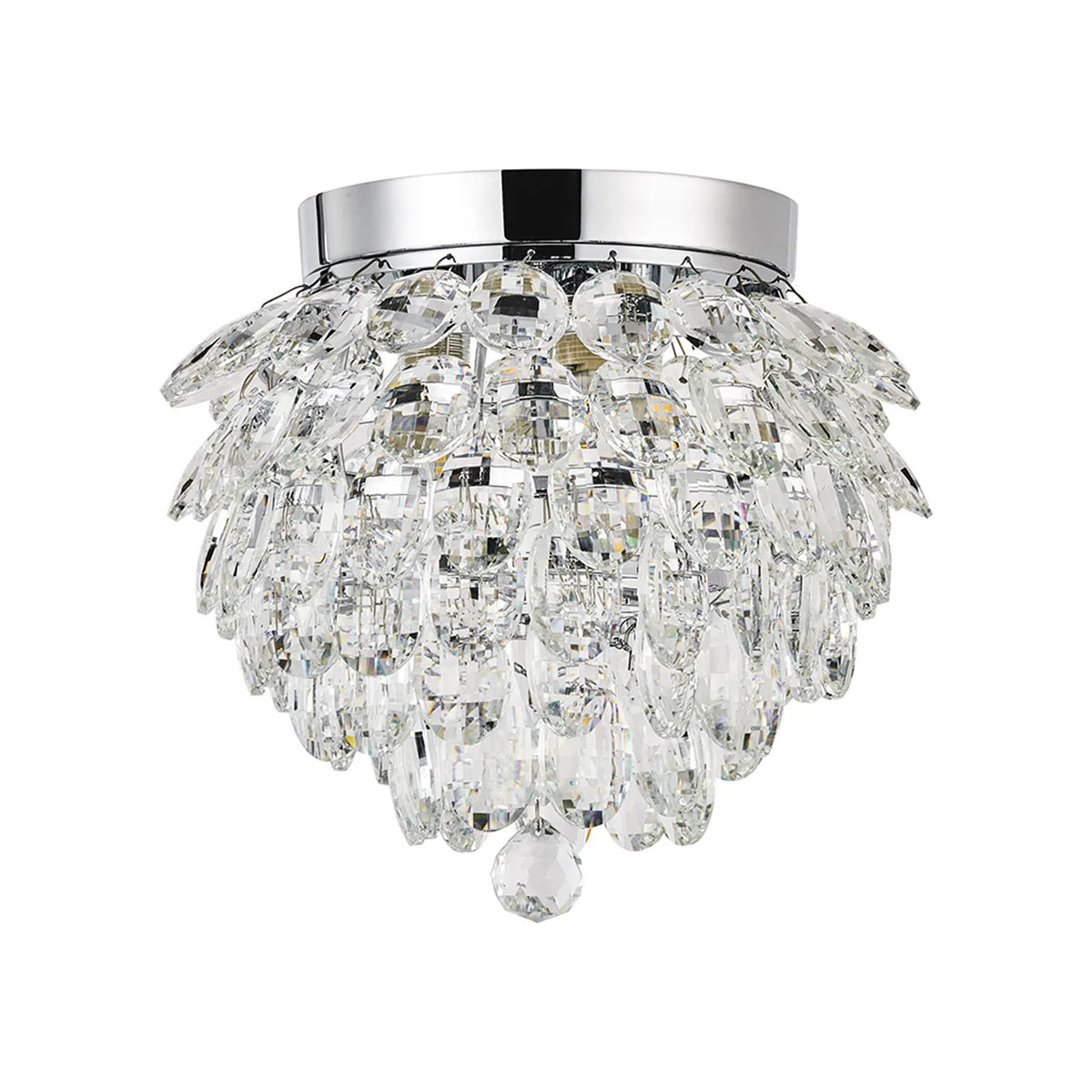 Coniston 3 Light Semi Flush IP44 Bathroom Ceiling Light in Polished Chrome & Clear Crystal