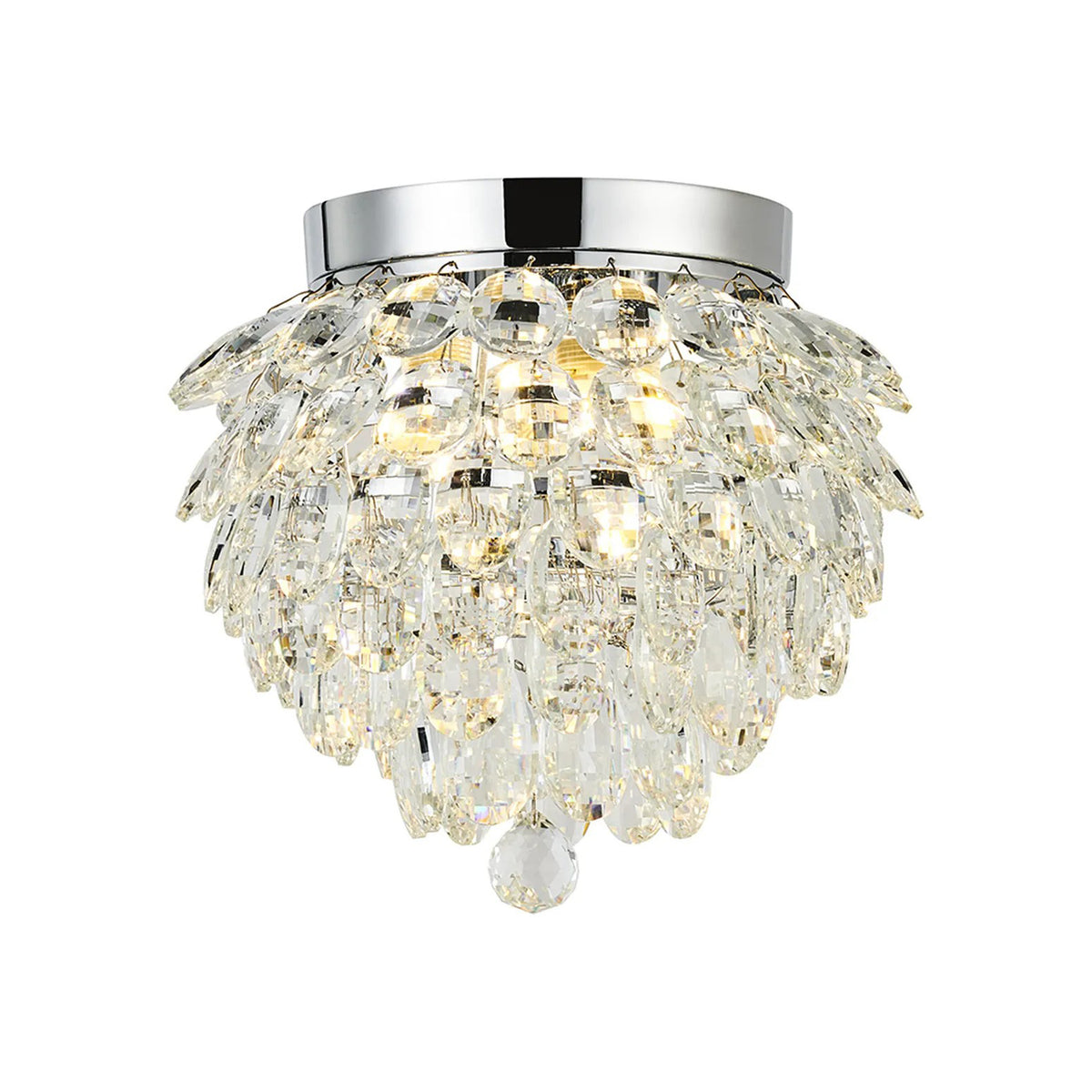 Coniston 3 Light Semi Flush IP44 Bathroom Ceiling Light in Polished Chrome & Clear Crystal