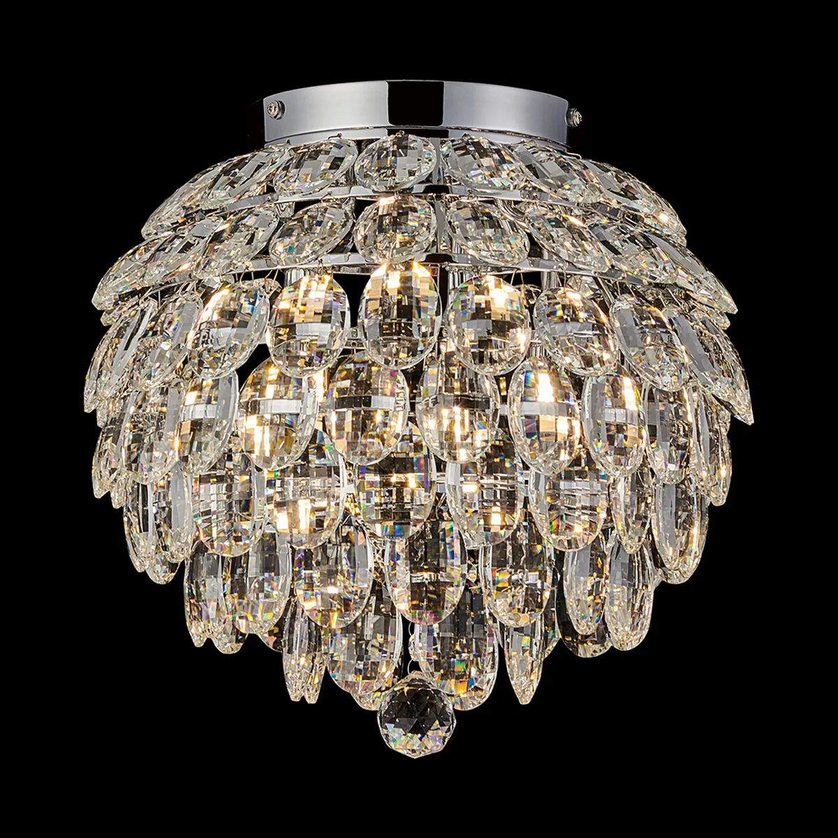 Coniston 5 Light Semi Flush IP44 Bathroom Ceiling Light in Polished Chrome & Clear Crystal