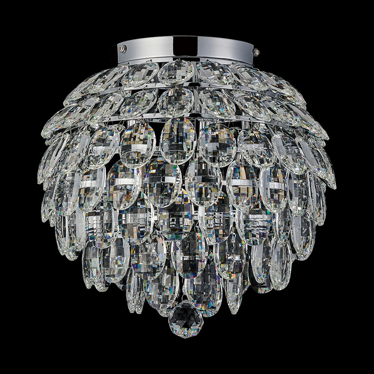 Coniston 5 Light Semi Flush IP44 Bathroom Ceiling Light in Polished Chrome & Clear Crystal