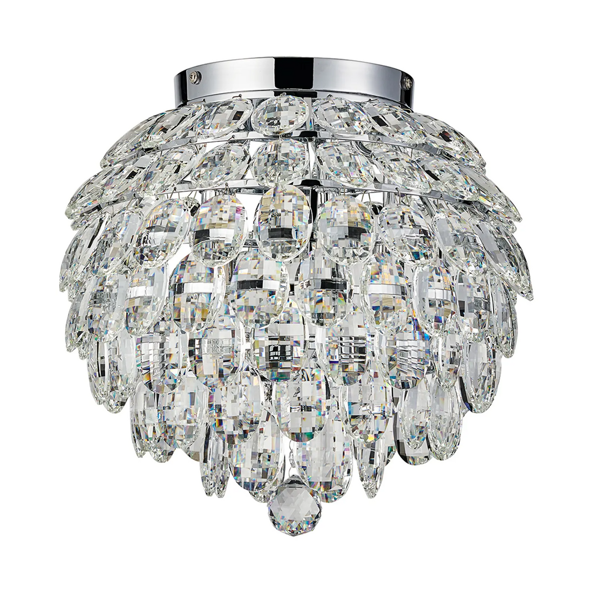 Coniston 5 Light Semi Flush IP44 Bathroom Ceiling Light in Polished Chrome & Clear Crystal