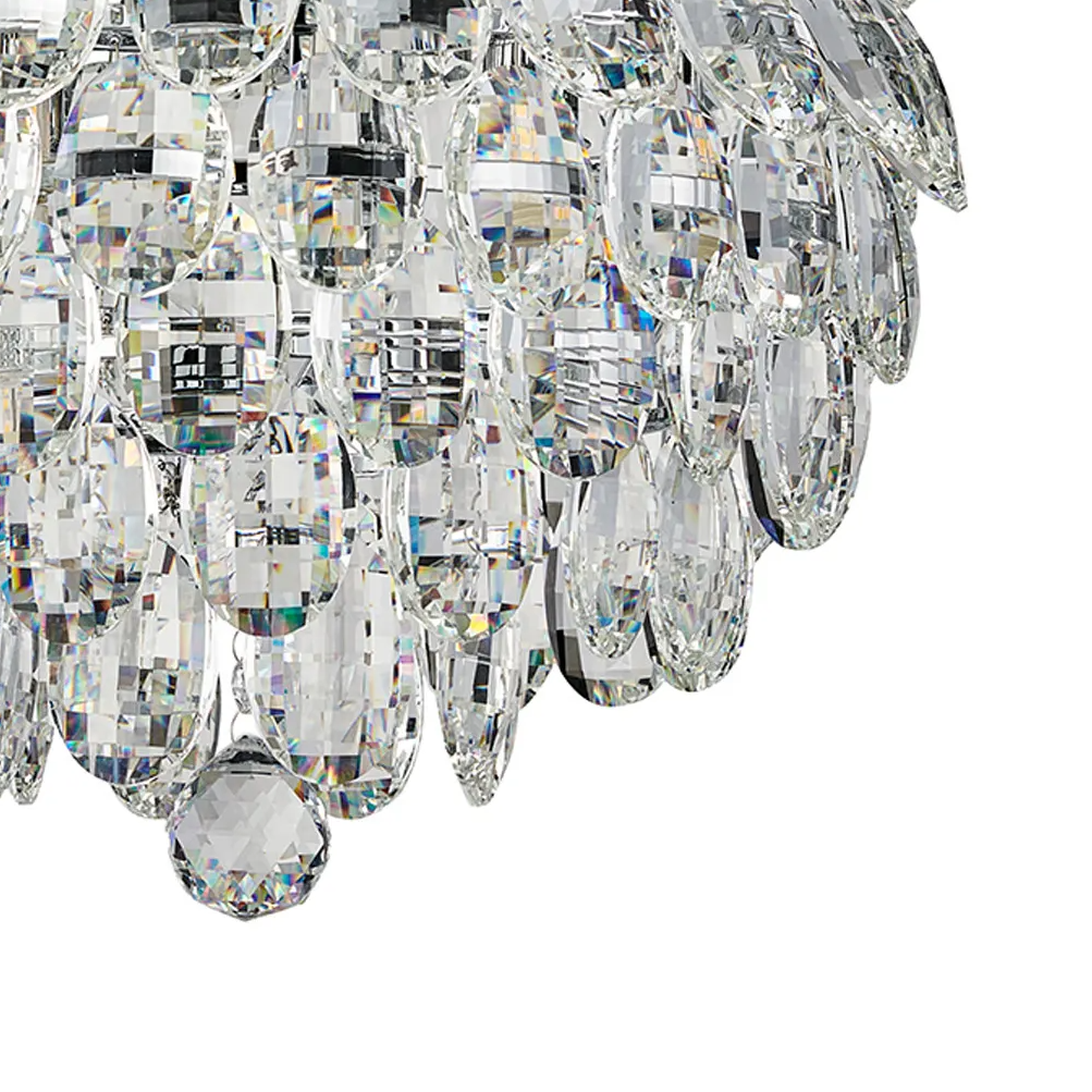Coniston 5 Light Semi Flush IP44 Bathroom Ceiling Light in Polished Chrome & Clear Crystal