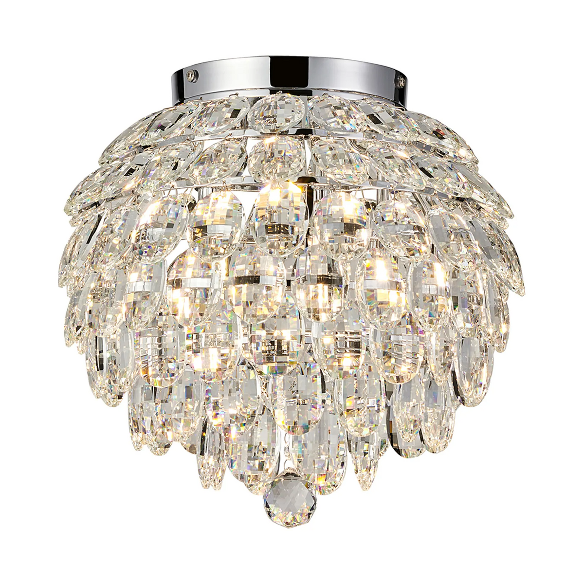 Coniston 5 Light Semi Flush IP44 Bathroom Ceiling Light in Polished Chrome & Clear Crystal