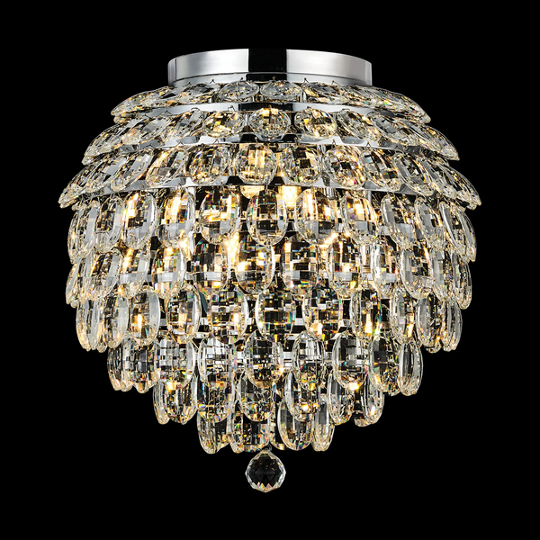 Coniston 8 Light Semi Flush IP44 Bathroom Ceiling Light in Polished Chrome & Clear Crystal