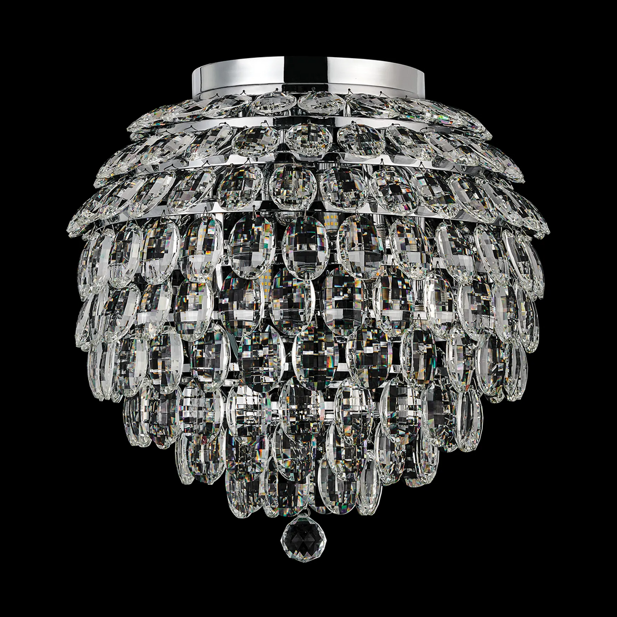 Coniston 8 Light Semi Flush IP44 Bathroom Ceiling Light in Polished Chrome & Clear Crystal
