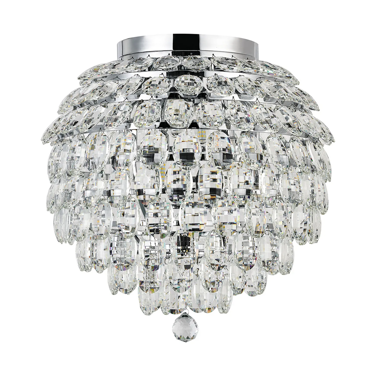 Coniston 8 Light Semi Flush IP44 Bathroom Ceiling Light in Polished Chrome & Clear Crystal