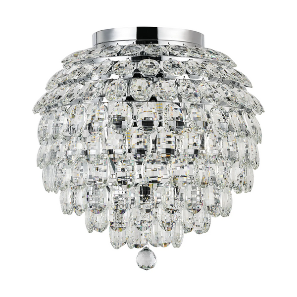 Coniston 8 Light Semi Flush IP44 Bathroom Ceiling Light in Polished Chrome & Clear Crystal