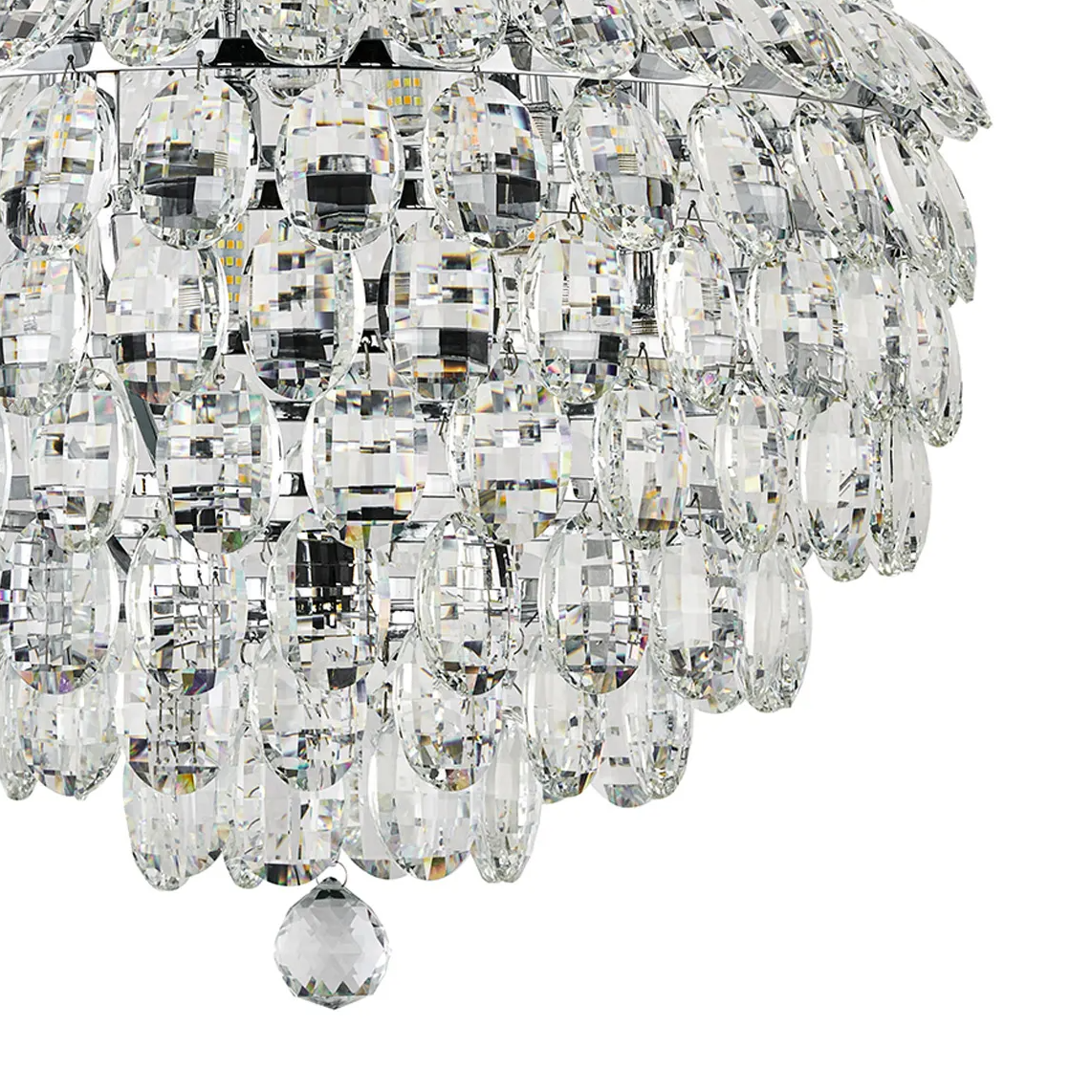 Coniston 8 Light Semi Flush IP44 Bathroom Ceiling Light in Polished Chrome & Clear Crystal