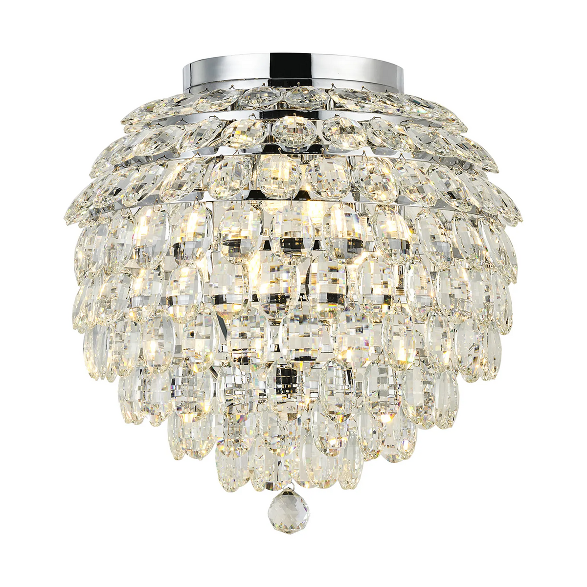 Coniston 8 Light Semi Flush IP44 Bathroom Ceiling Light in Polished Chrome & Clear Crystal
