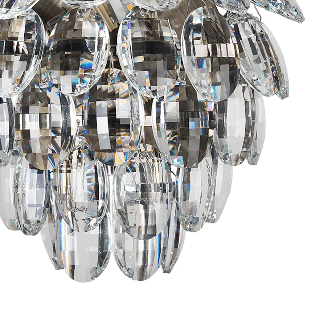 Coniston Small IP44 Bathroom Wall Light in Antique Brass & Clear Crystal