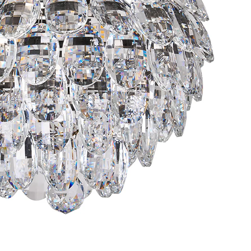 Coniston 3 Light Semi Flush IP44 Bathroom Ceiling Light in Antique Brass & Clear Crystal